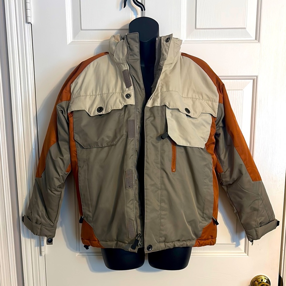 Two-Tone Ski Jacket - Beige and Orange